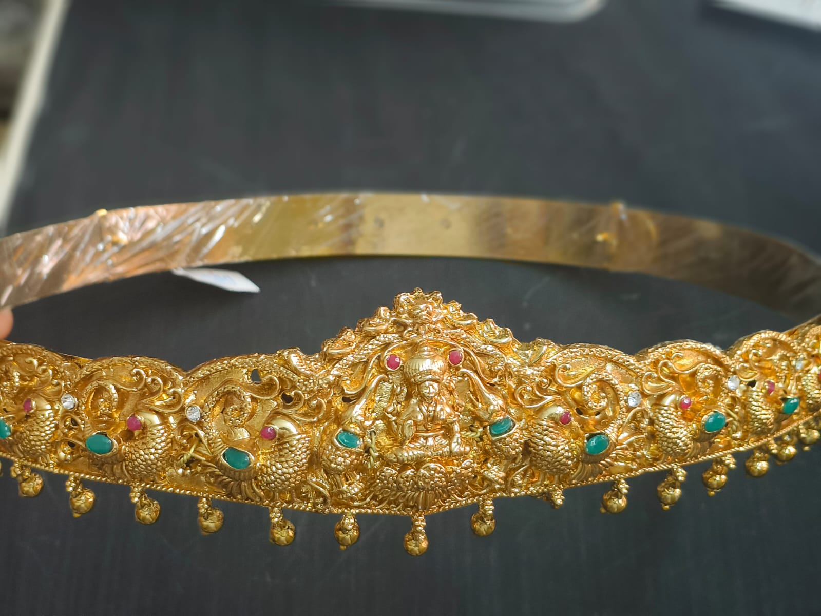 Laxmi Pendant Green and Pink Waist Chain